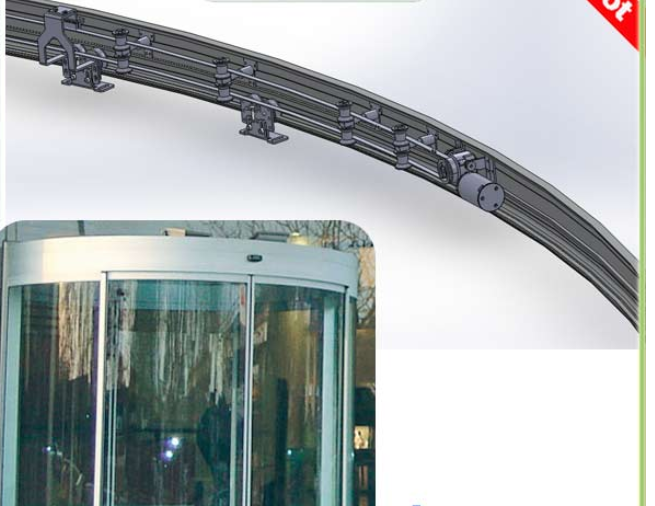 Shopping mall Automatic Curved Sliding Door Operator with semicircle