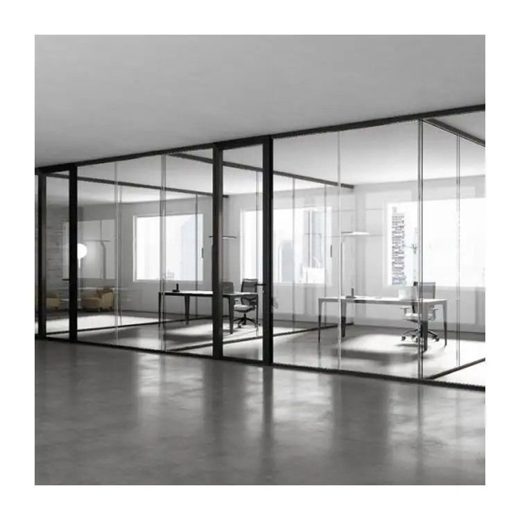 Polished Tempered Aluminium Glass Partition 10mm Rectangle