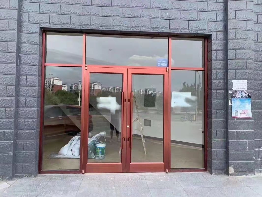 Commercial Front Door Kfc Shop Aluminum Alloy Metal Profile Glass Entry Doors