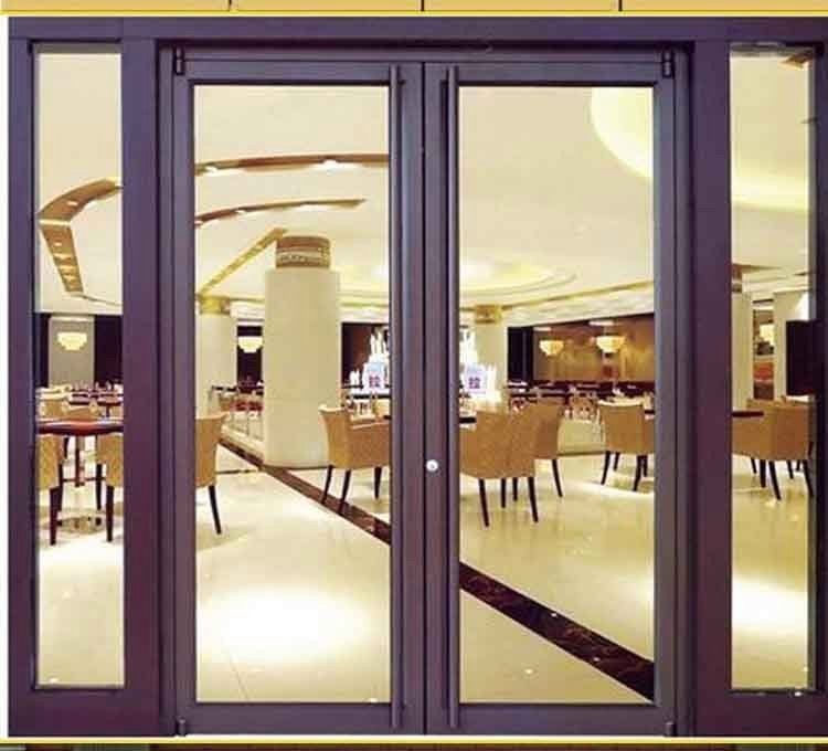 Factory Wholesale Price Aluminum Frame Storefront Kfc Door  Floor Spring  Tempered Safety Double Glass Door