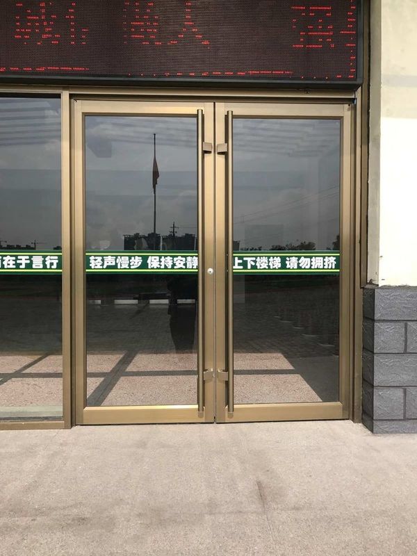 Factory Wholesale Price Aluminum Frame Storefront Kfc Door  Floor Spring  Tempered Safety Double Glassor