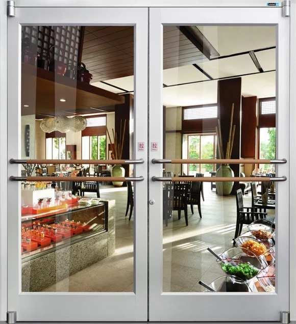 Factory Wholesale Price Aluminum Frame Storefront Kfc Door  Floor Spring  Tempered Safety Double Glassor