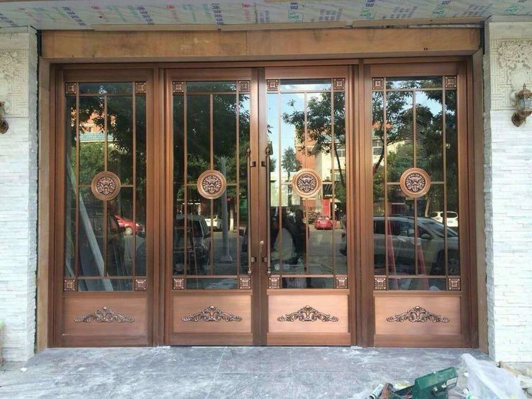 Stainless Steel aluminium Exterior Double floor spring automatic swing  Doors 72x96 ODM